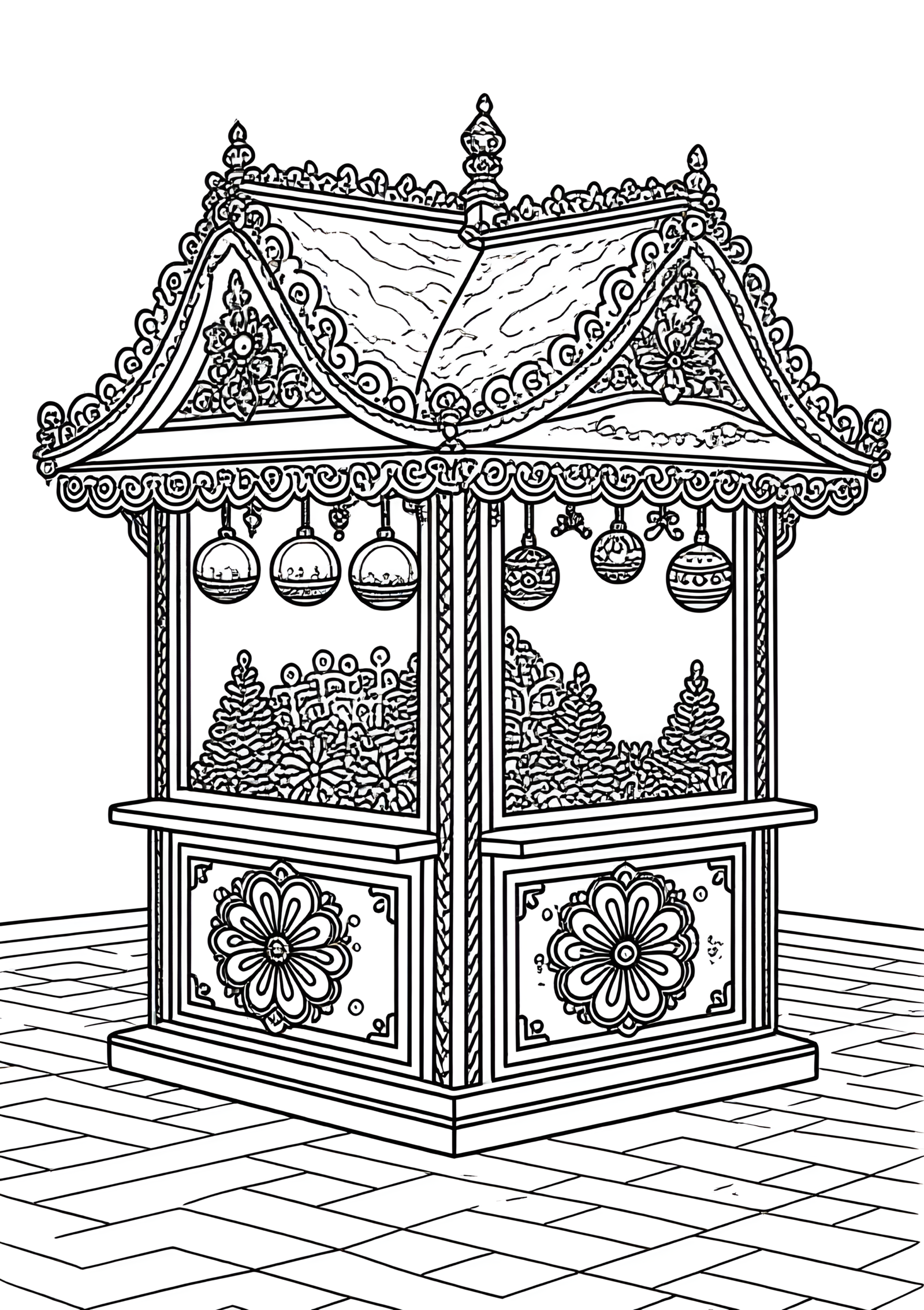 Coloriage Kiosque À Pain D’Épices Russe, variante 4