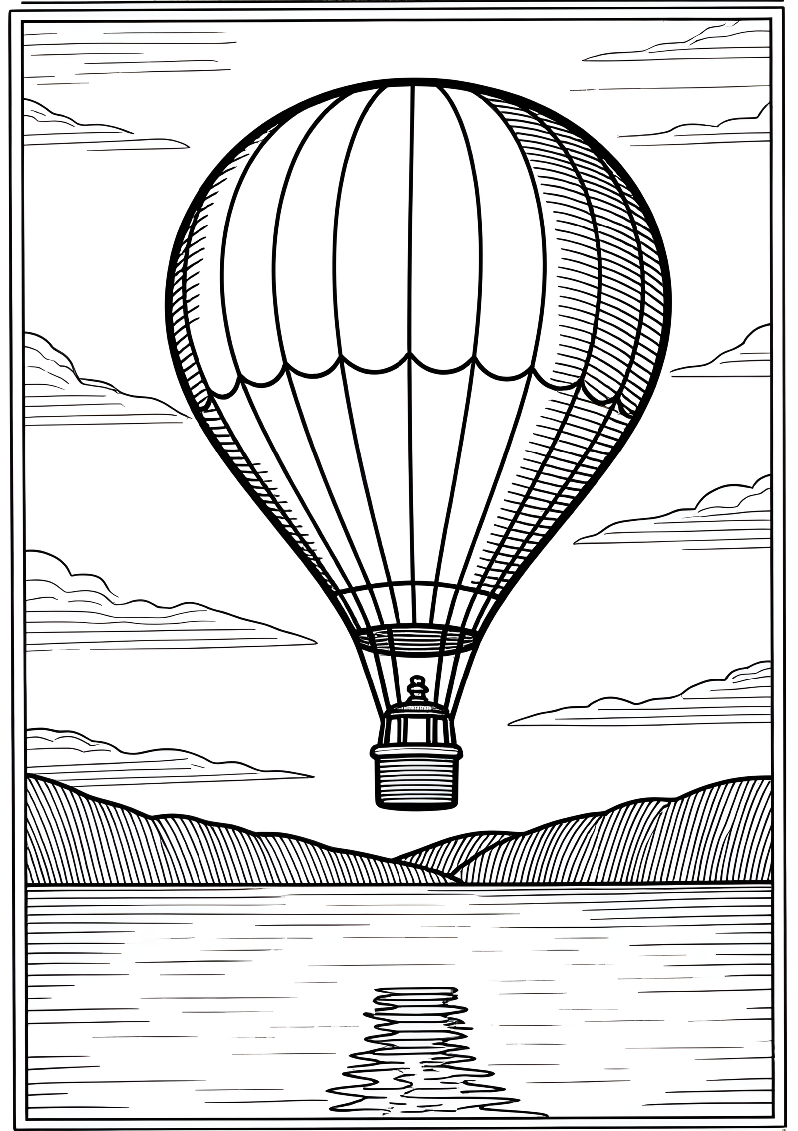 Coloriage Festival de Montgolfières à l’Aube, variante 4