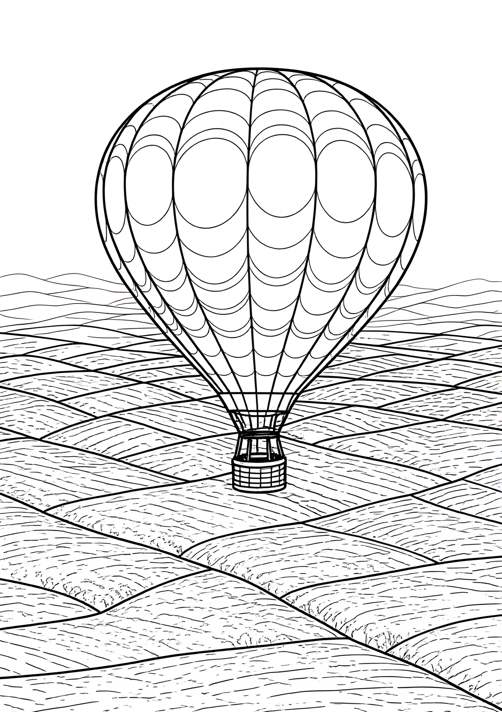 Coloriage Montgolfière au-dessus d'un Canyon Désertique, variante 4