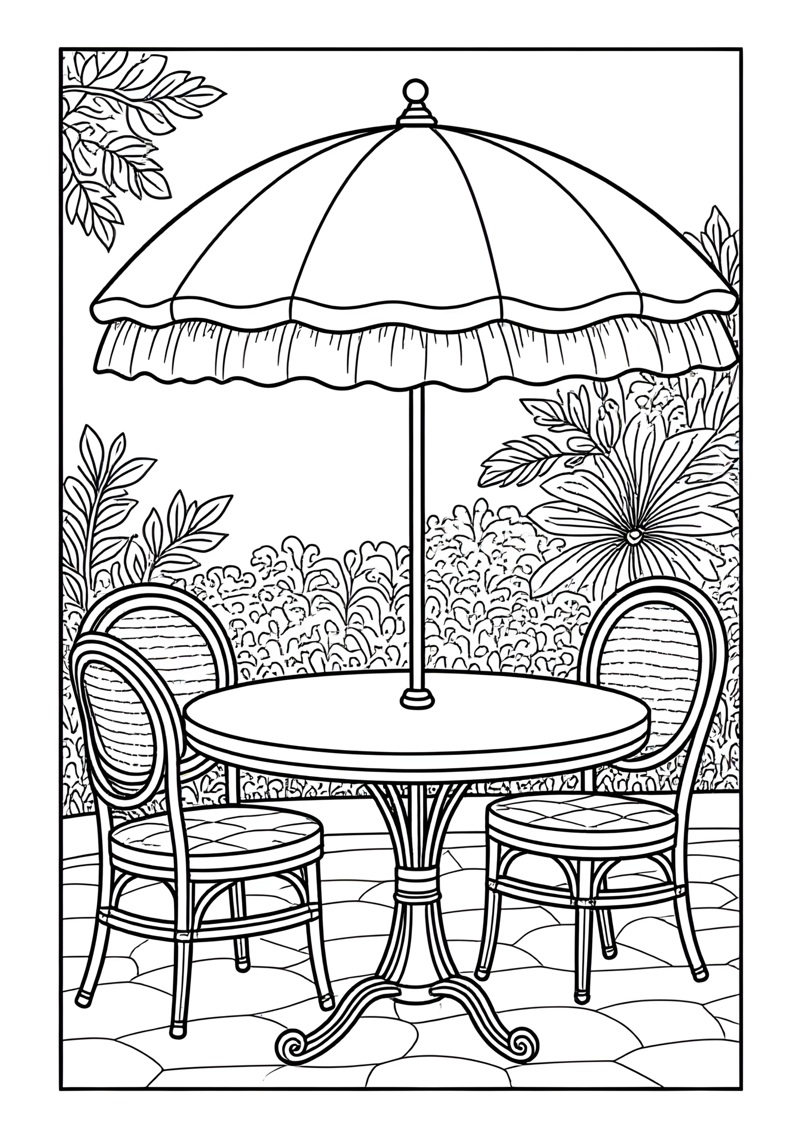 Coloriage PARASOL FLAMENCO À VOLANTS, variante 4