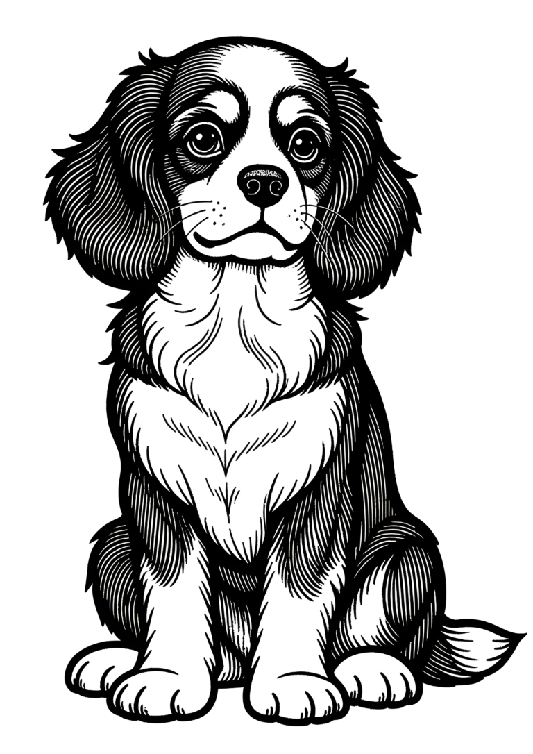 Coloriage Cavalier King Charles spaniel à imprimer gratuitement