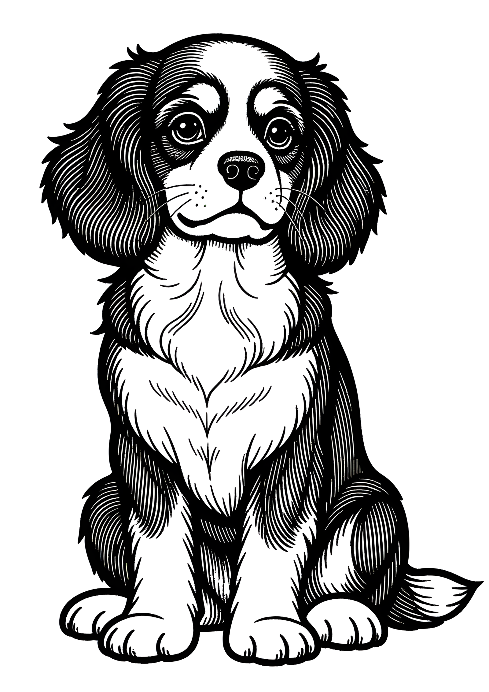 Coloriage Cavalier King Charles spaniel, variante 1