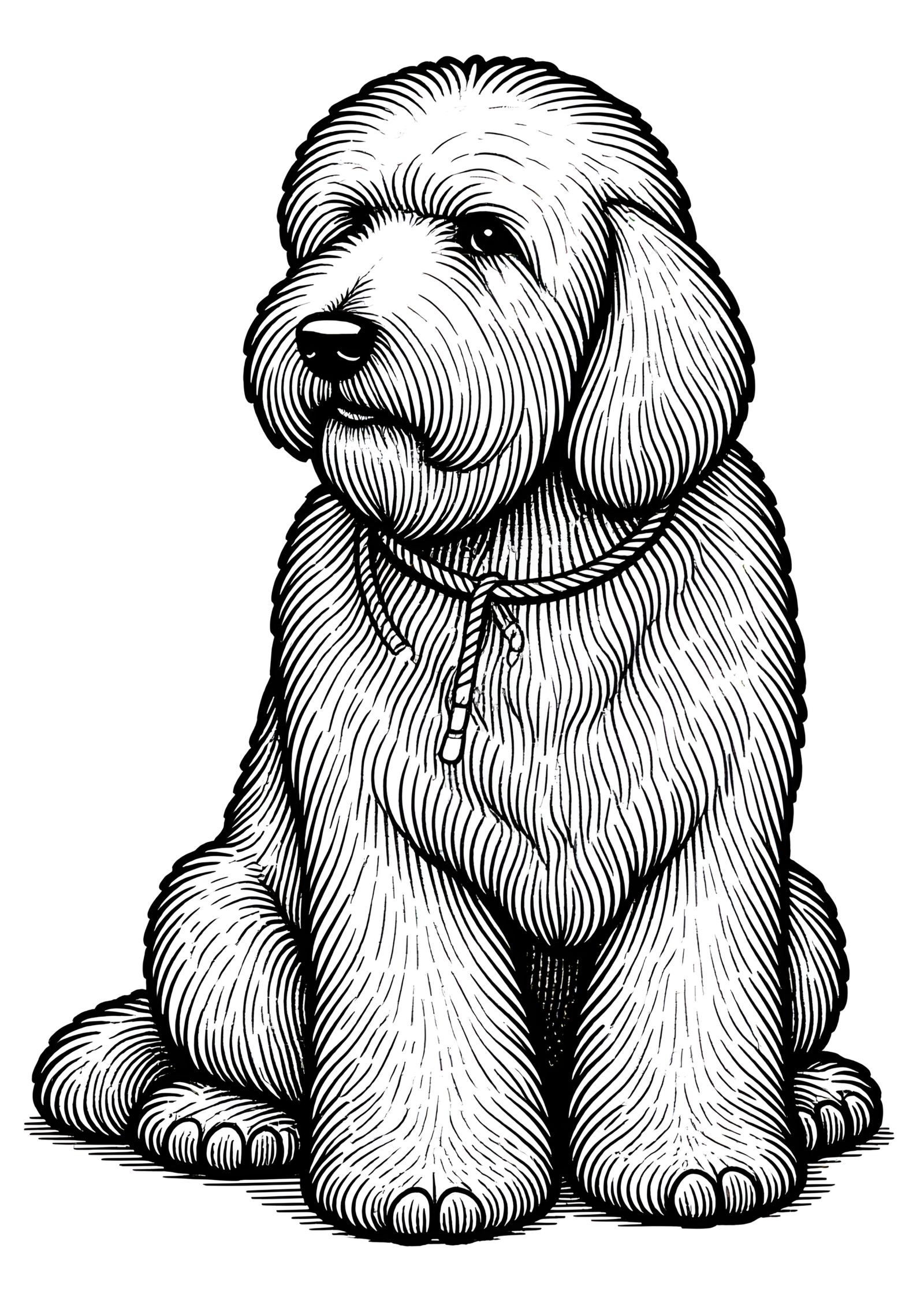 Coloriage Komondor, variante 2