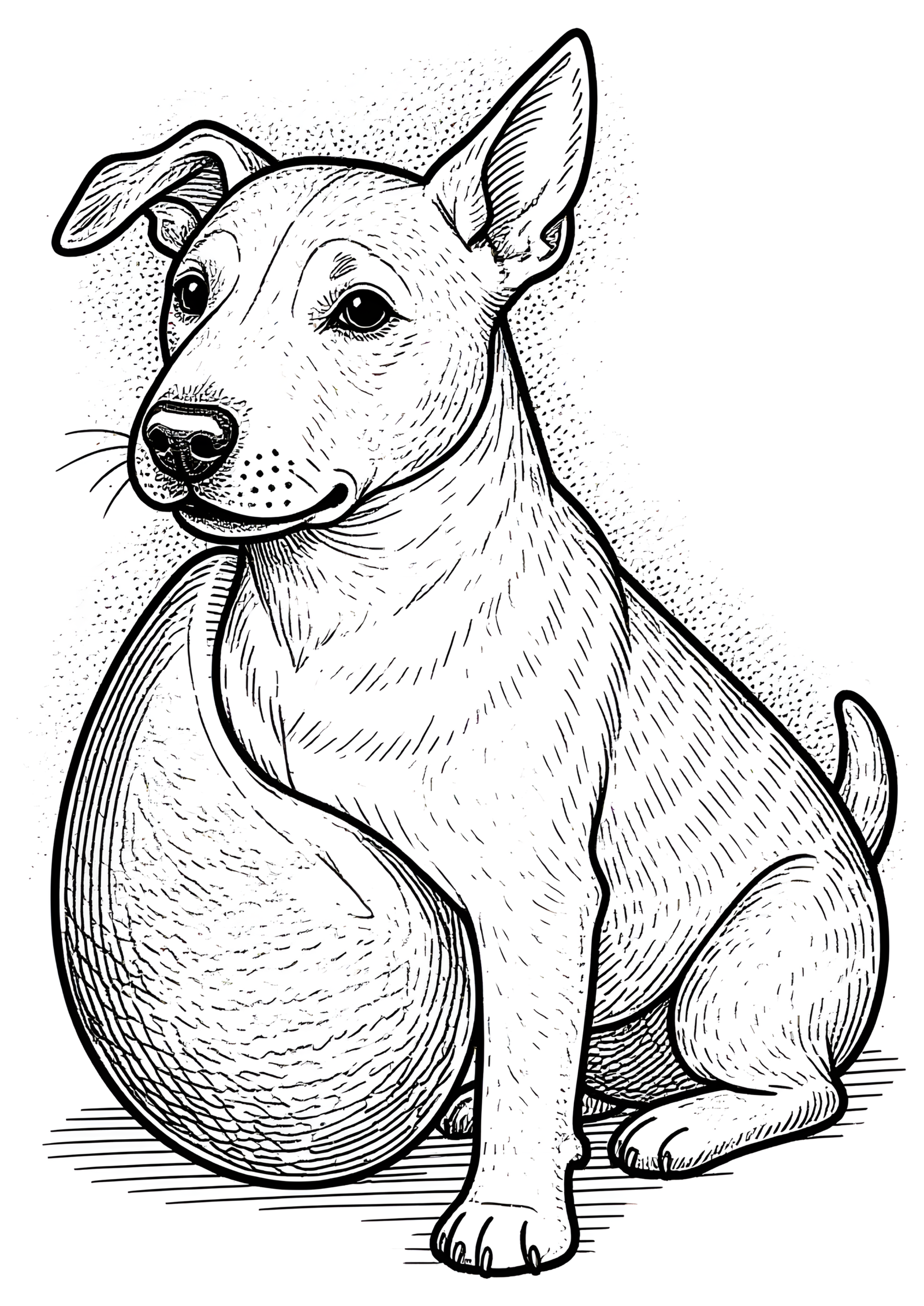 Coloriage Bull Terrier, variante 2