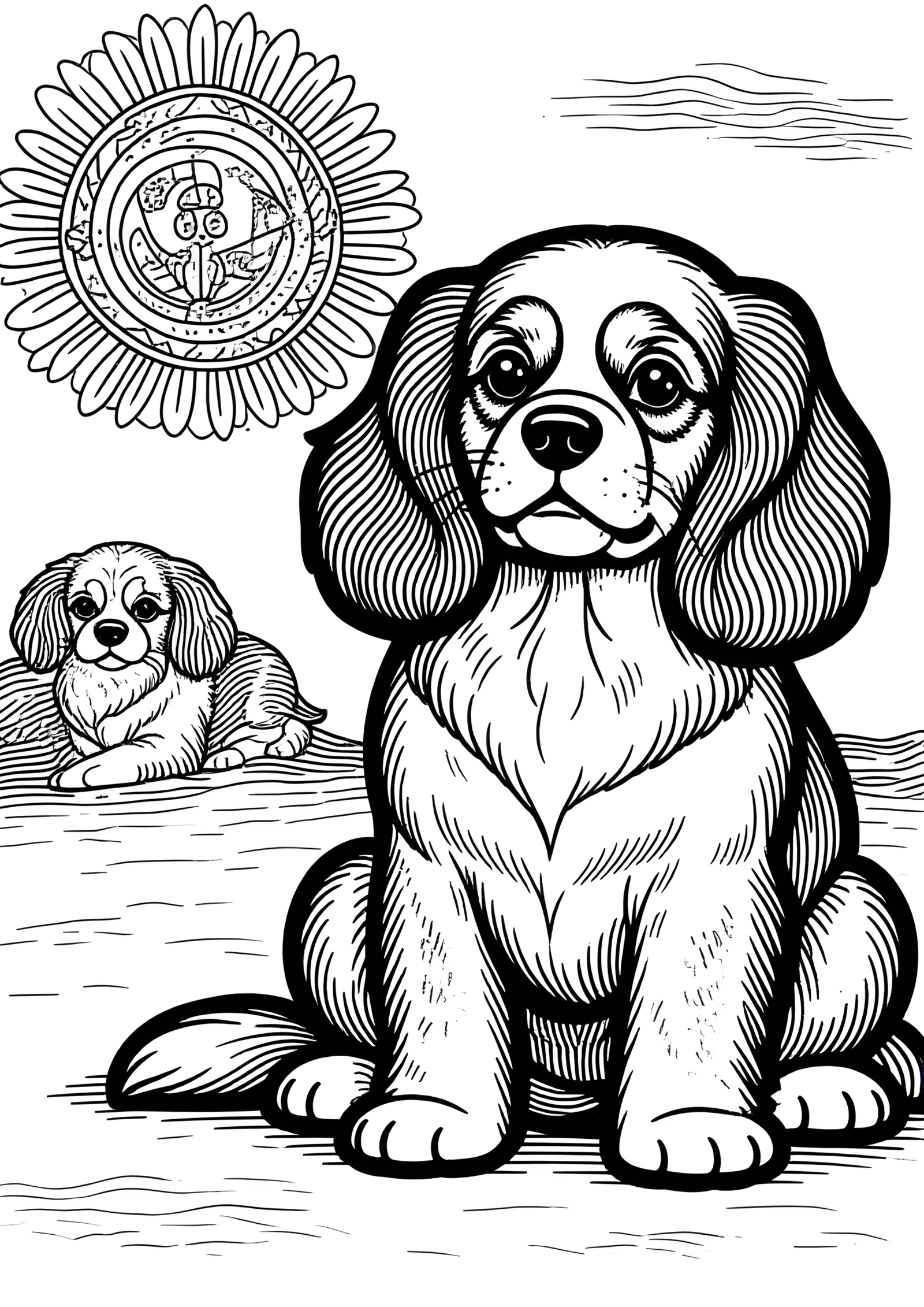 Coloriage Cavalier King Charles spaniel, variante 2