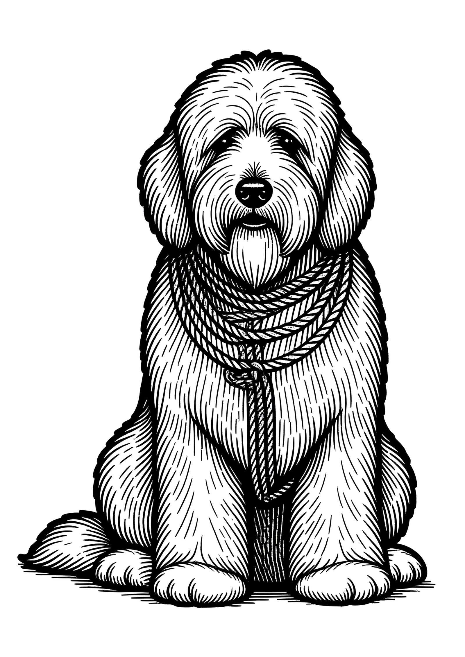 Coloriage Komondor, variante 3