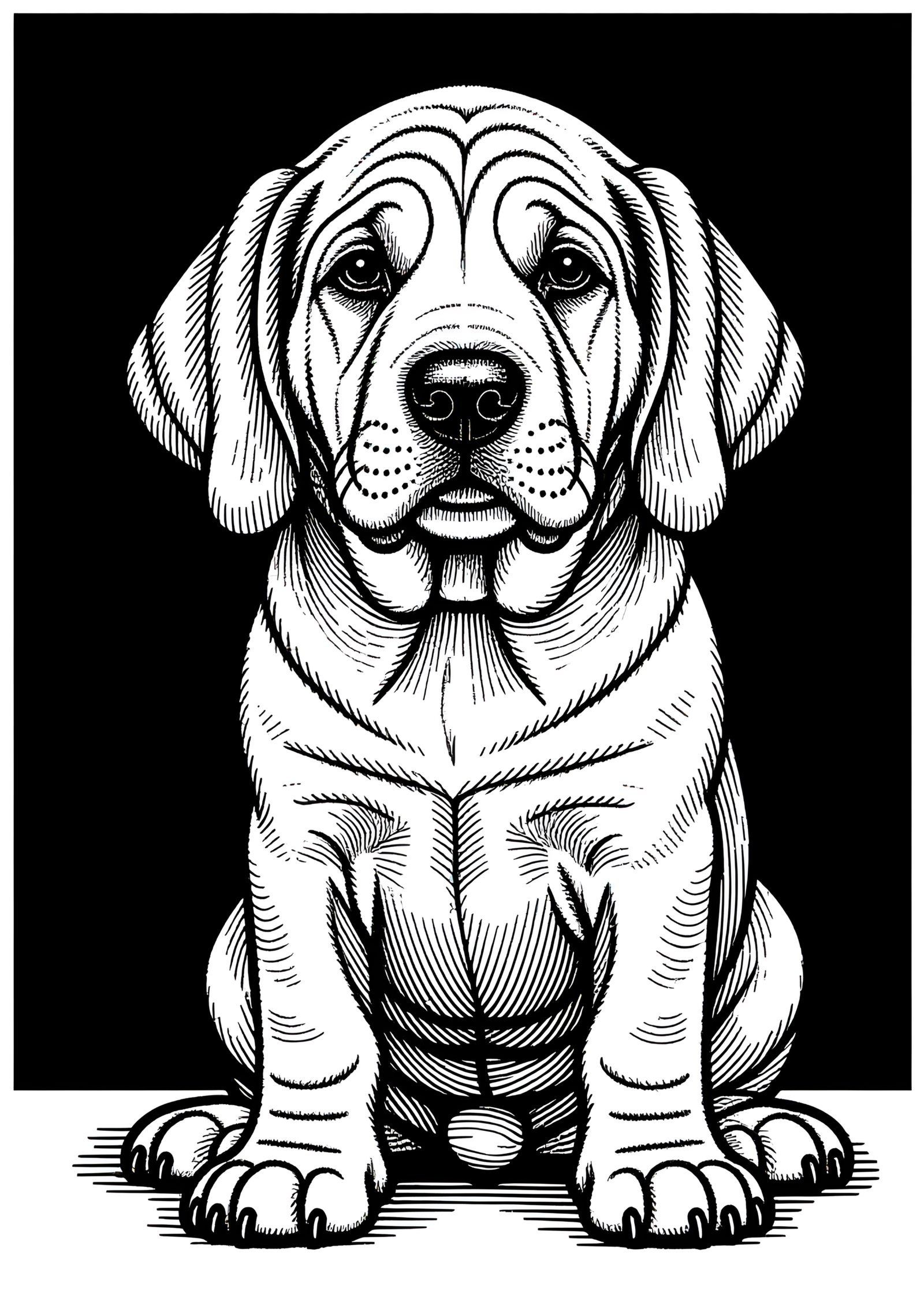 Coloriage Bloodhound, variante 3