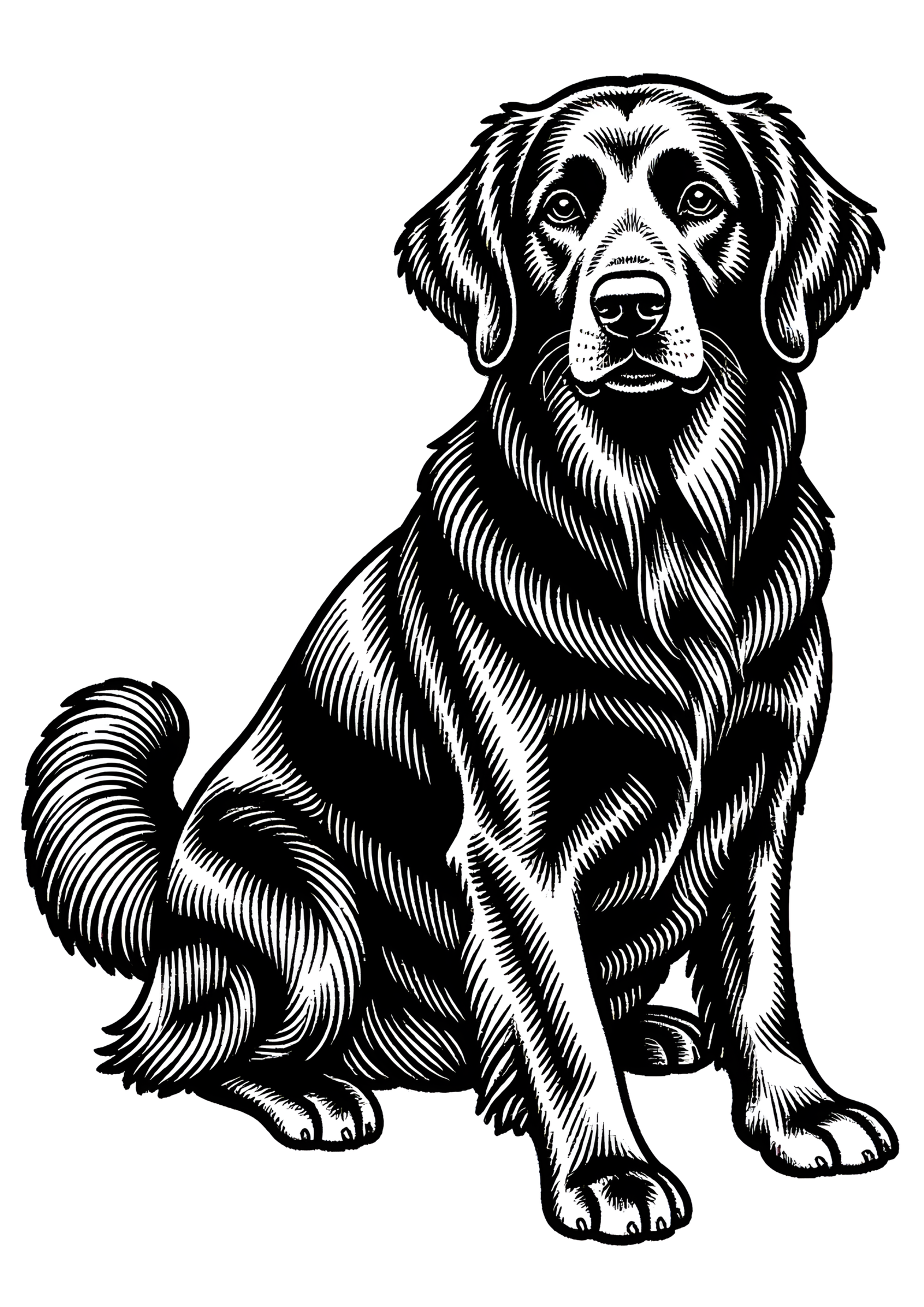 Coloriage Flat-Coated Retriever, variante 3