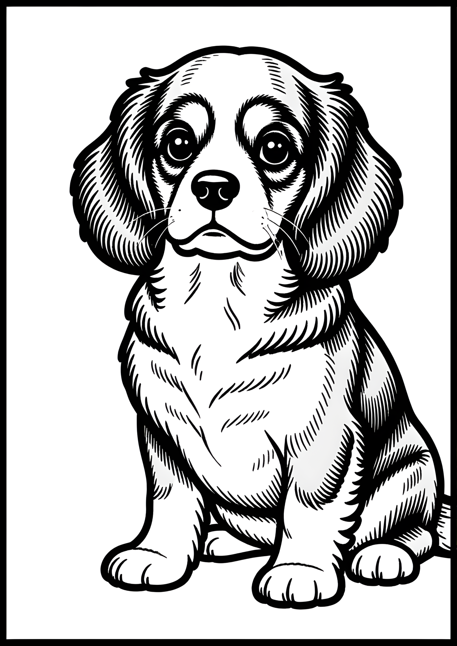 Coloriage Cavalier King Charles spaniel, variante 3