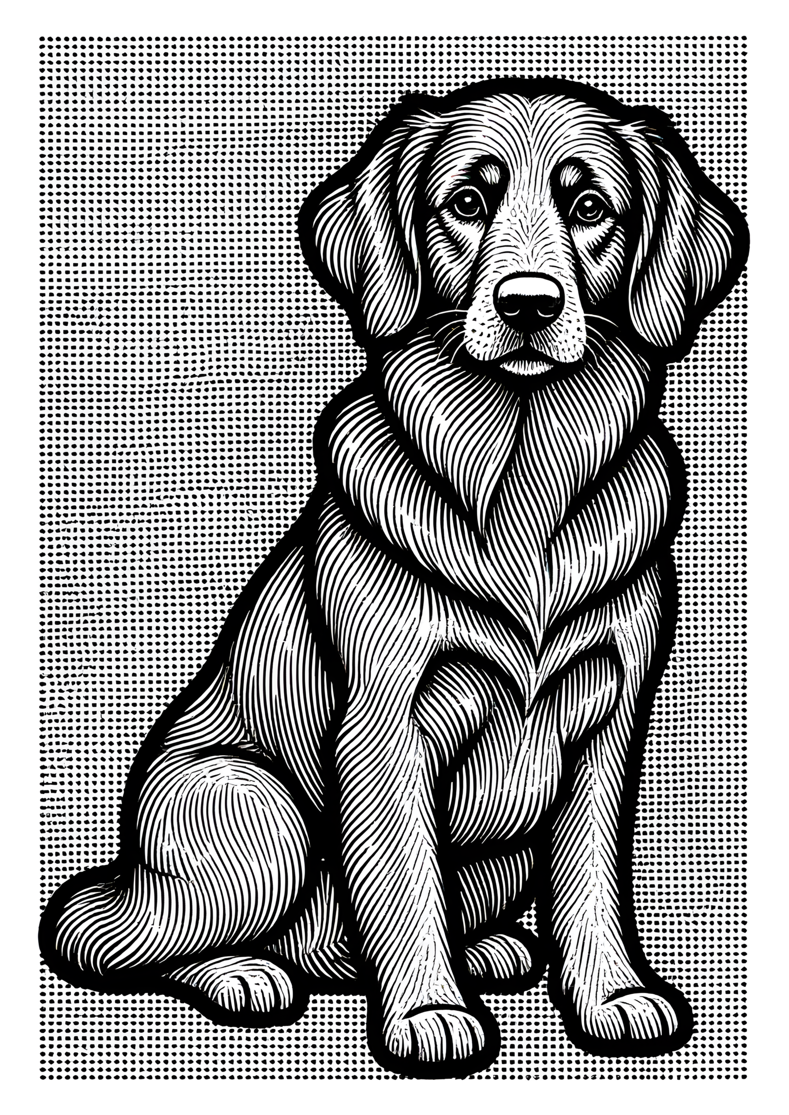 Coloriage Flat-Coated Retriever, variante 4