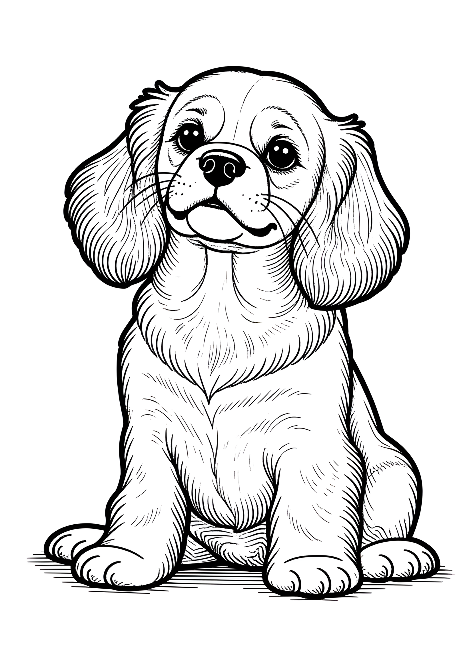 Coloriage Cavalier King Charles spaniel, variante 4