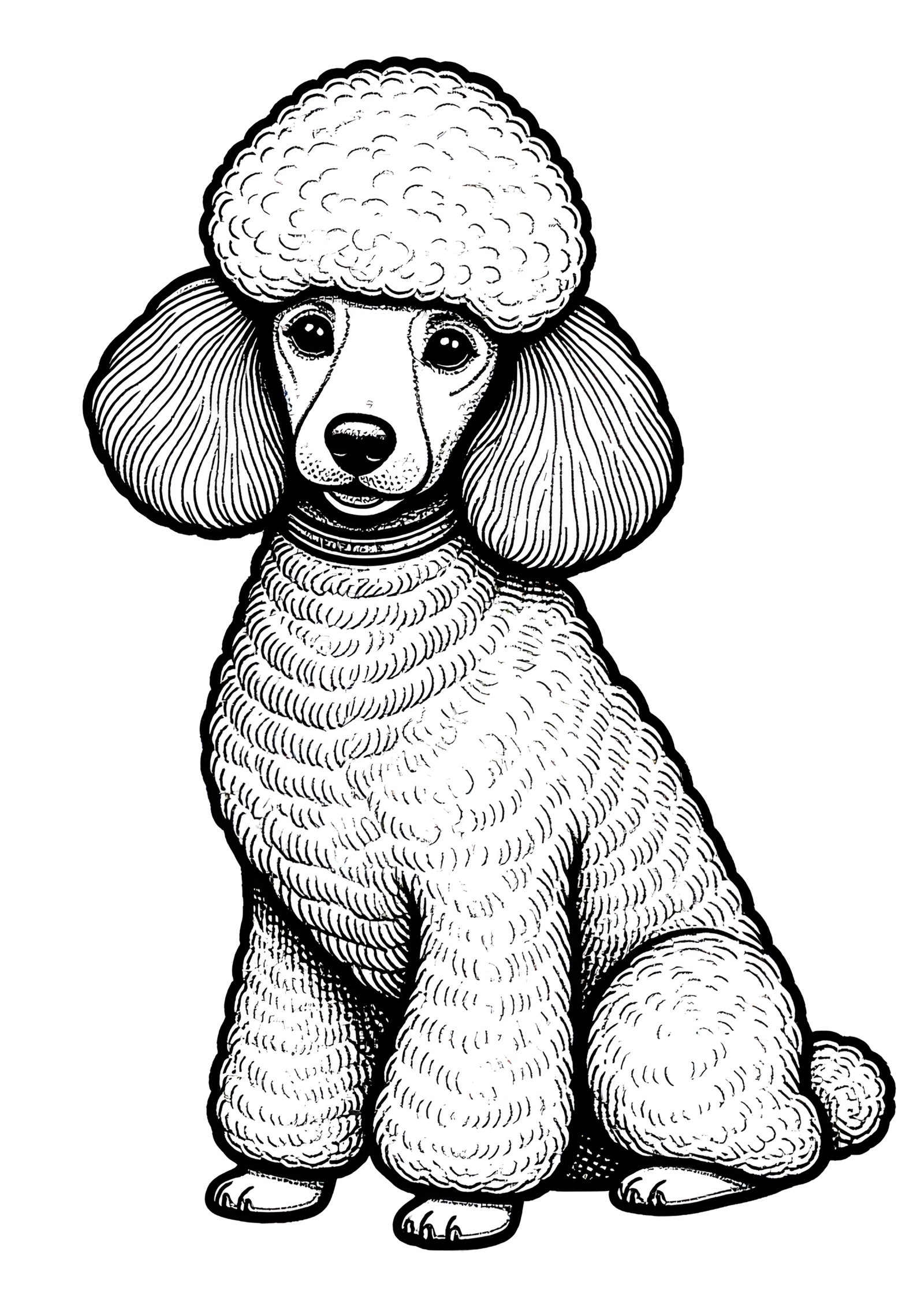 Coloriage Caniche, variante 4