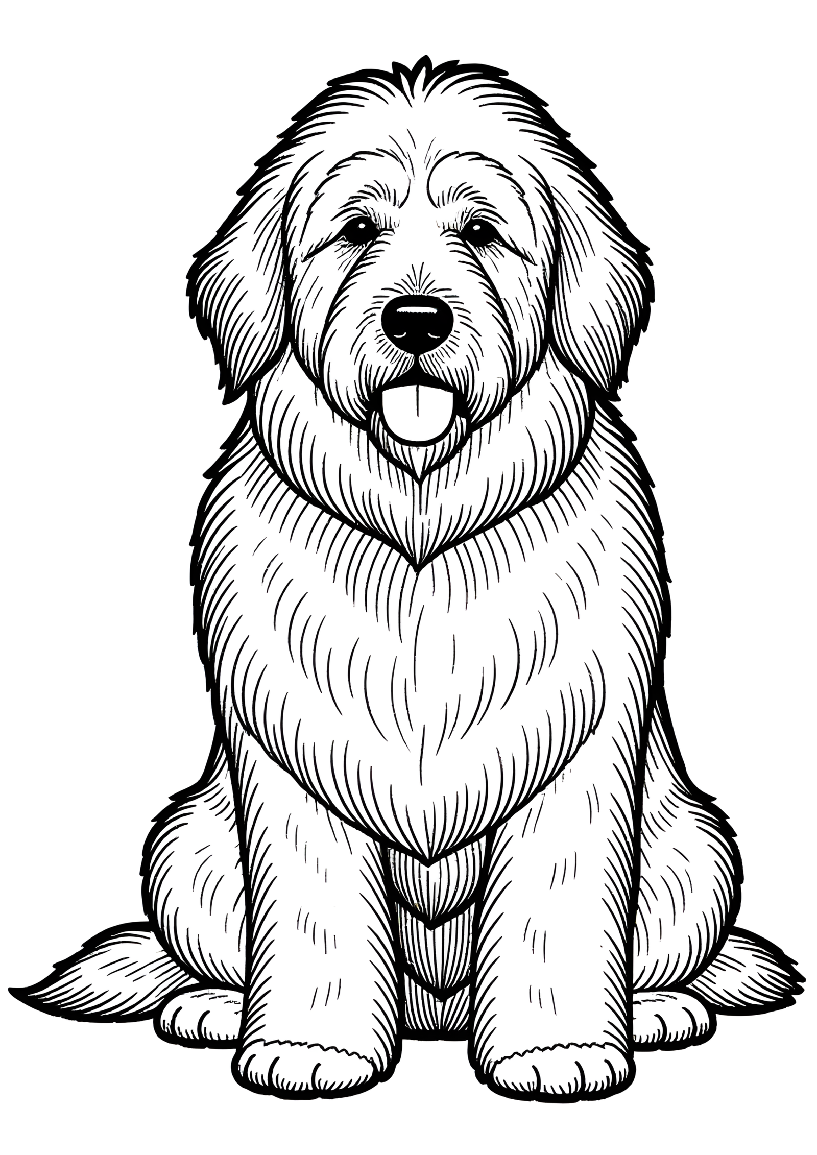 Coloriage Chien bouclé Old English Sheepdog, variante 4
