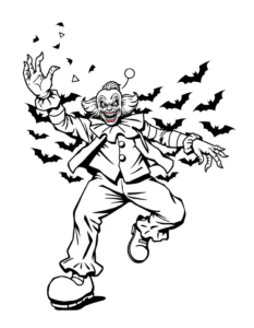 Coloriage clown aux chauves-souris