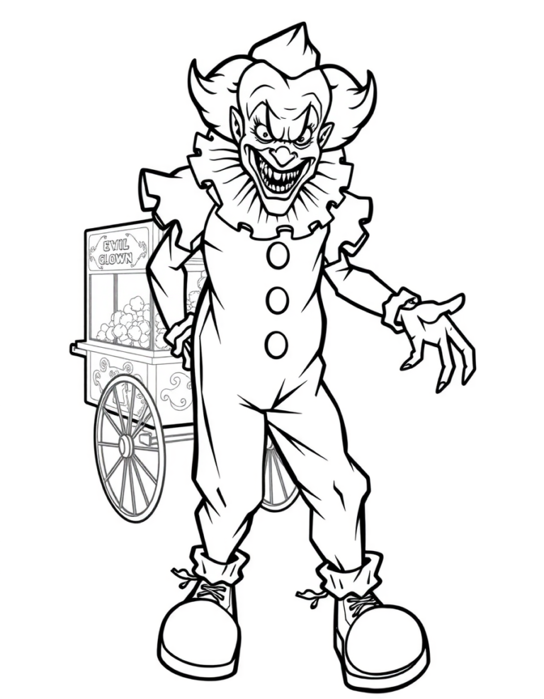 Coloriage clown à la fête foraine à imprimer