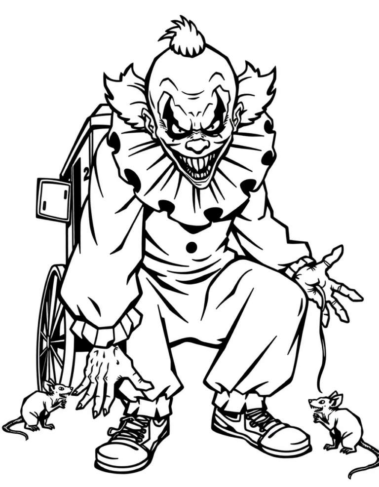 Coloriage clown aux rats à imprimer