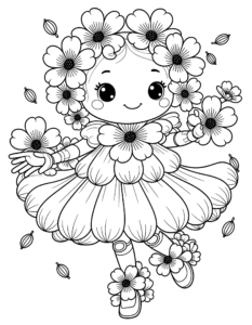 Coloriage fleur un bouquet à la main