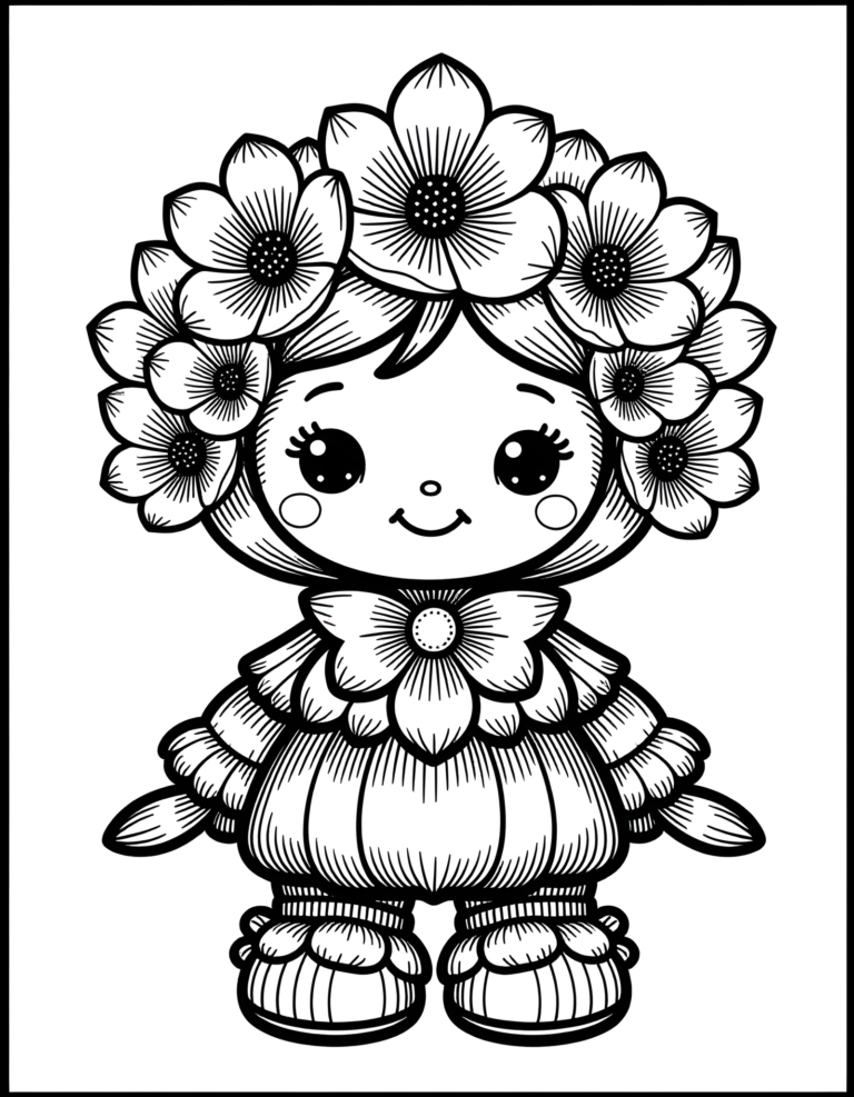 Coloriage fleur couronnée de fleurs à imprimer