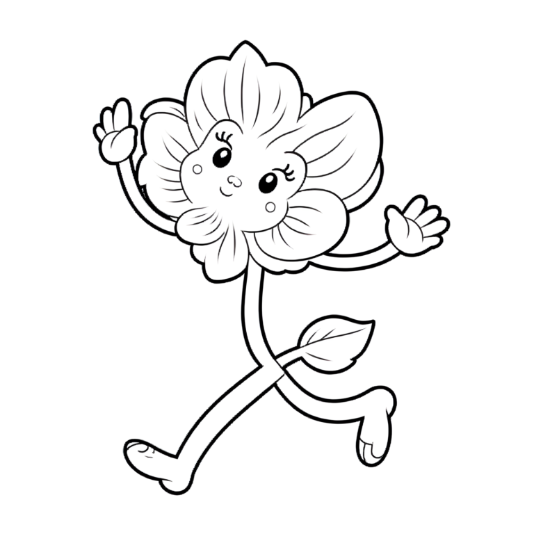 Coloriage fleur qui court à imprimer