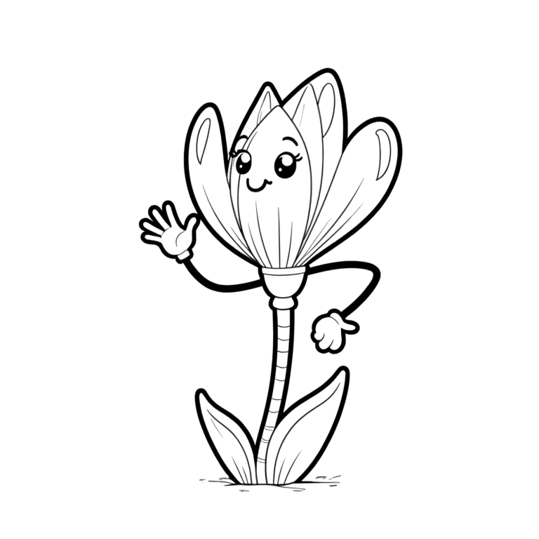 Coloriage tulipe qui salue à imprimer