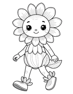 Coloriage tournesol en marche