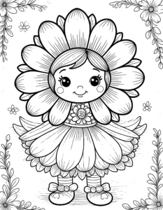 Coloriage dahlia en guirlande florale