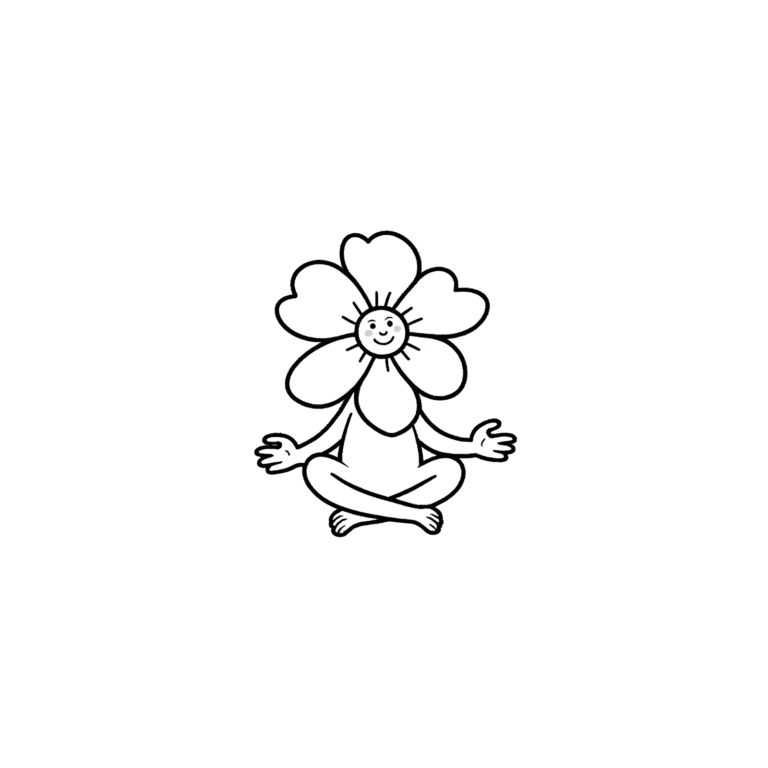 Coloriage fleur en tailleur, yeux fermés à imprimer