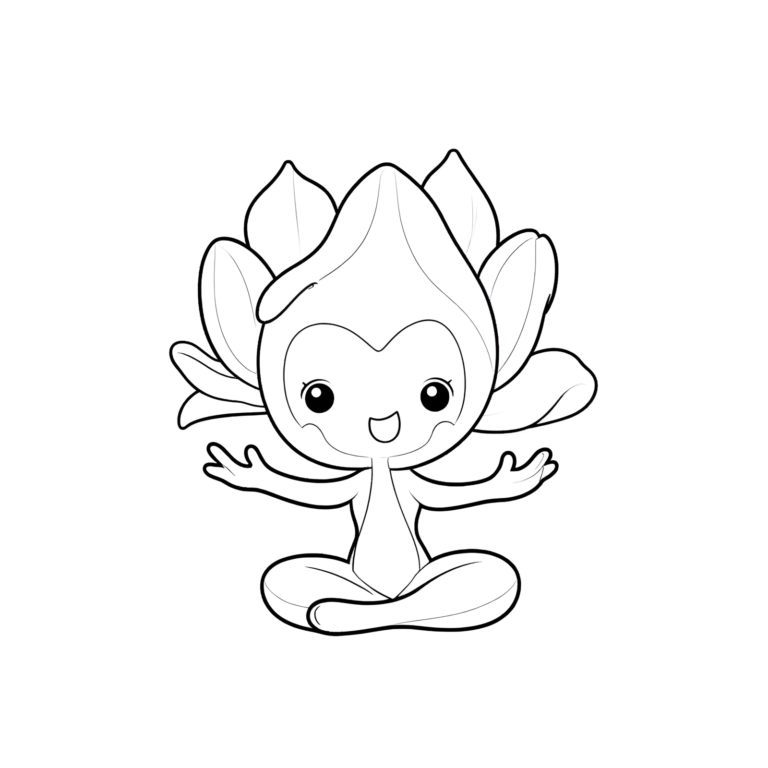 Coloriage fleur en tailleur, mains ouvertes