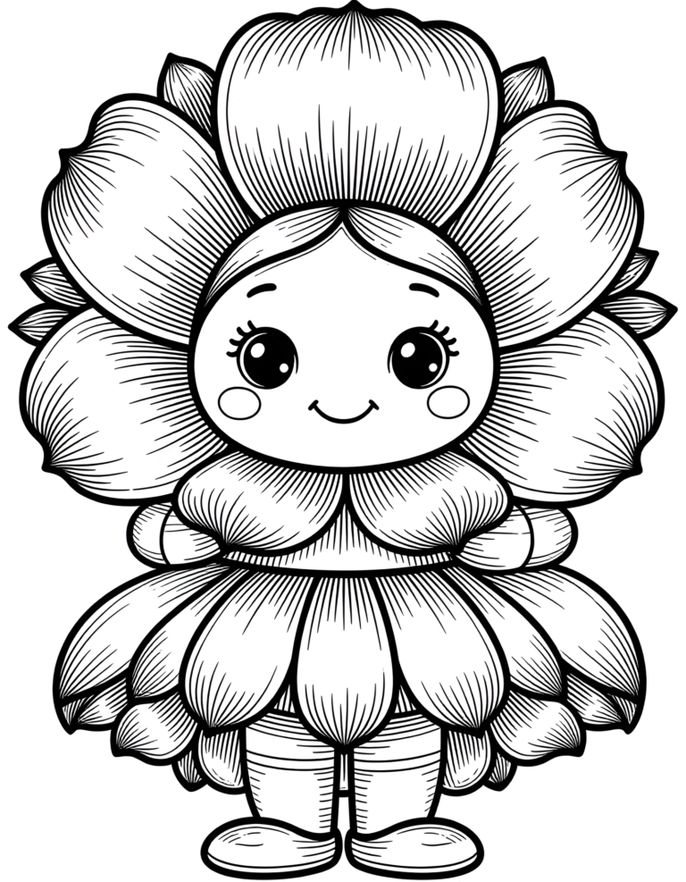 Coloriage pivoine aux joues rondes à imprimer