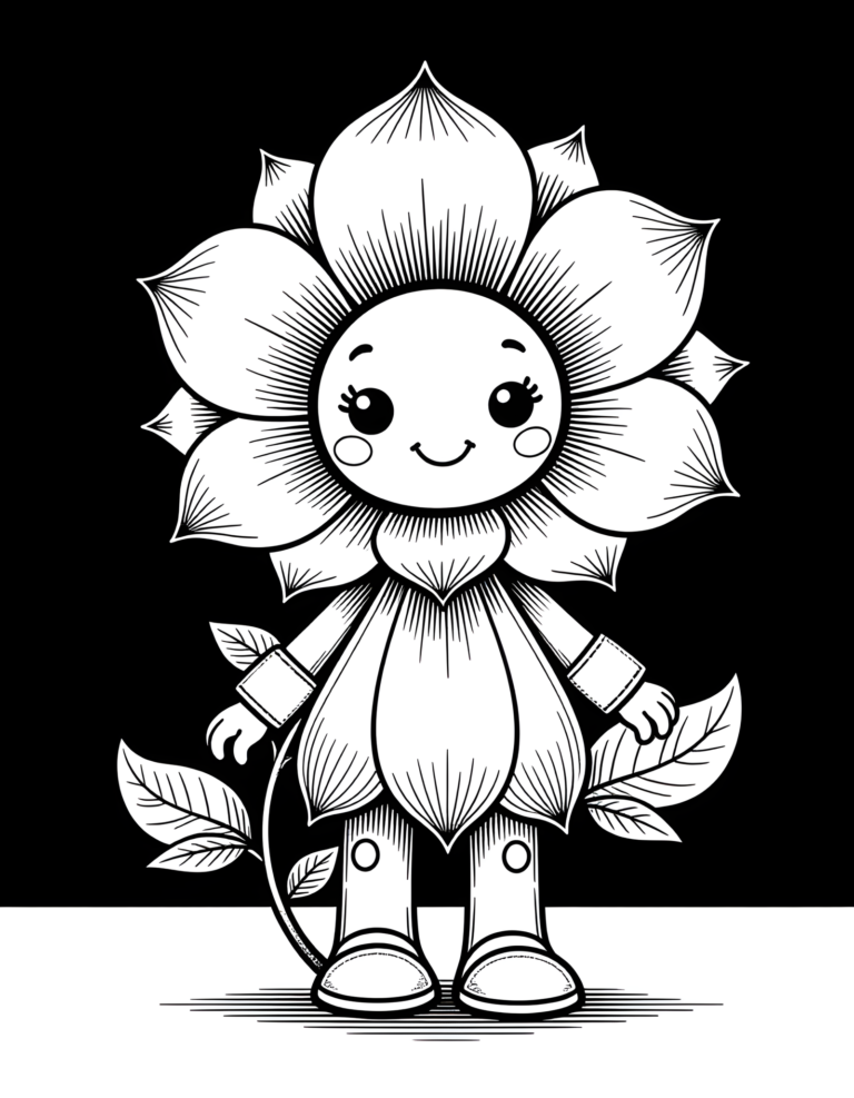 Coloriage fleur en tunique striée à imprimer