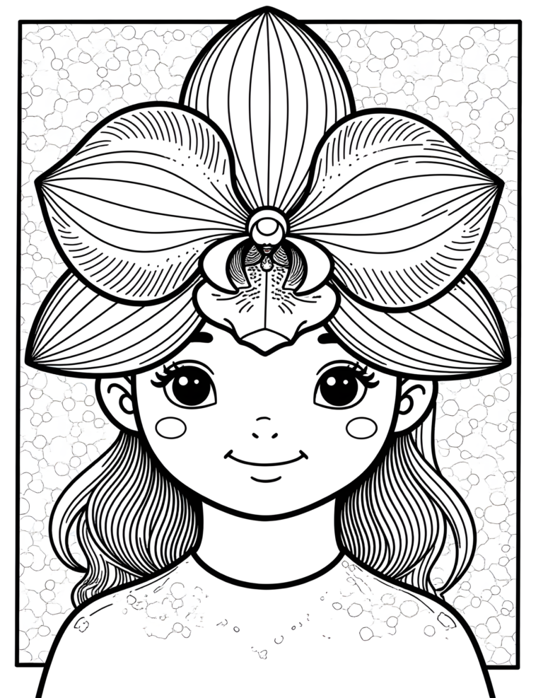Coloriage orchidée aux longs cils à imprimer