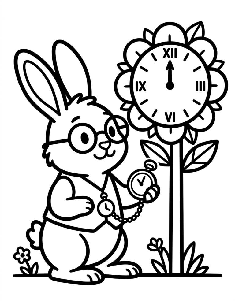 Coloriage lapin blanc d&rsquo;Alice