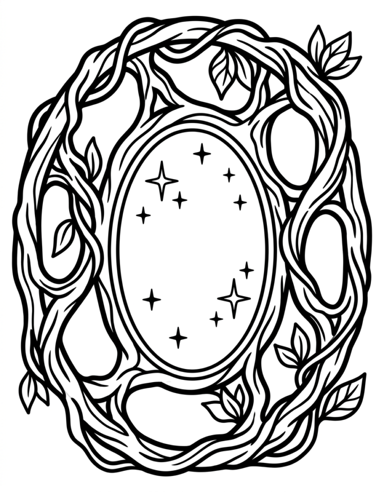Coloriage miroir magique enchanté