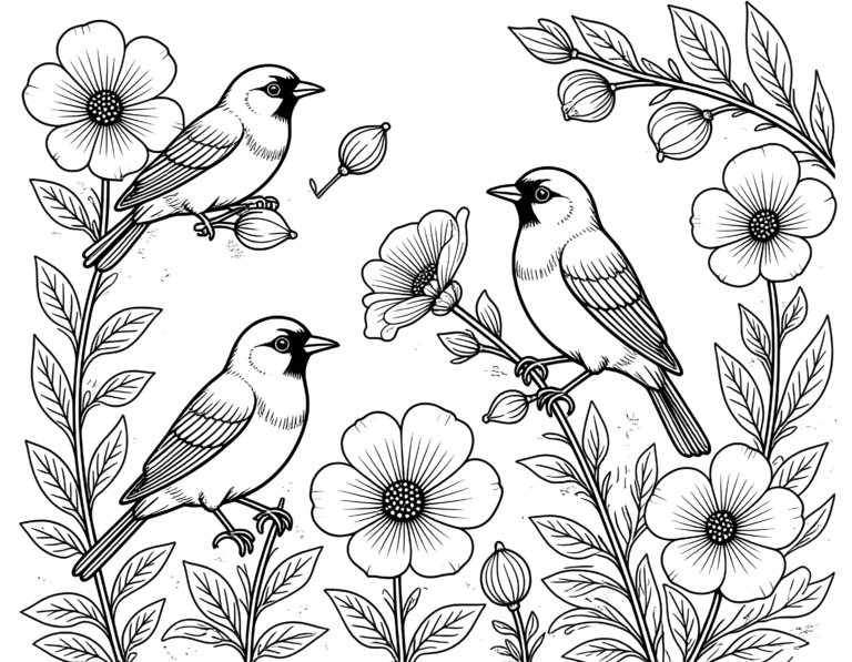 Coloriage jardin australien fleurs et eucalyptus, variante 1