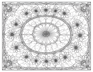 Coloriage jardin mughal indien aux roses