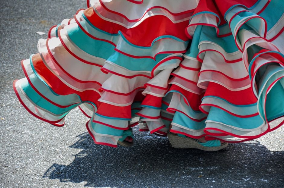 Photo d'un vrai pARASOL FLAMENCO À VOLANTS
