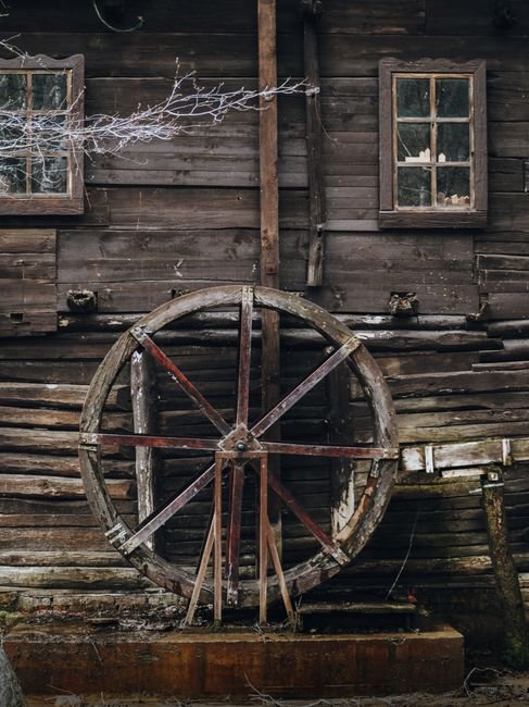 Photo d'un vrai moulin À Eau À Roue À Aubes