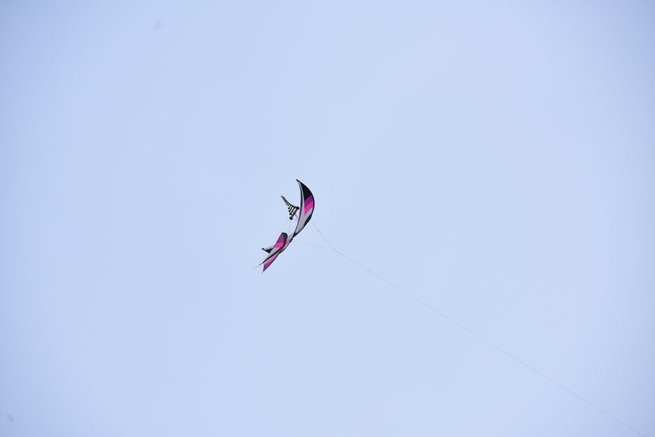 Photo d'un vrai cerf-Volant Miniature Entre Deux Doigts
