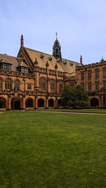 Photo d'un vrai arcade Bordant un Quadrilatère Universitaire