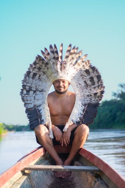Photo d'un vrai Barque sculptée amérindienne