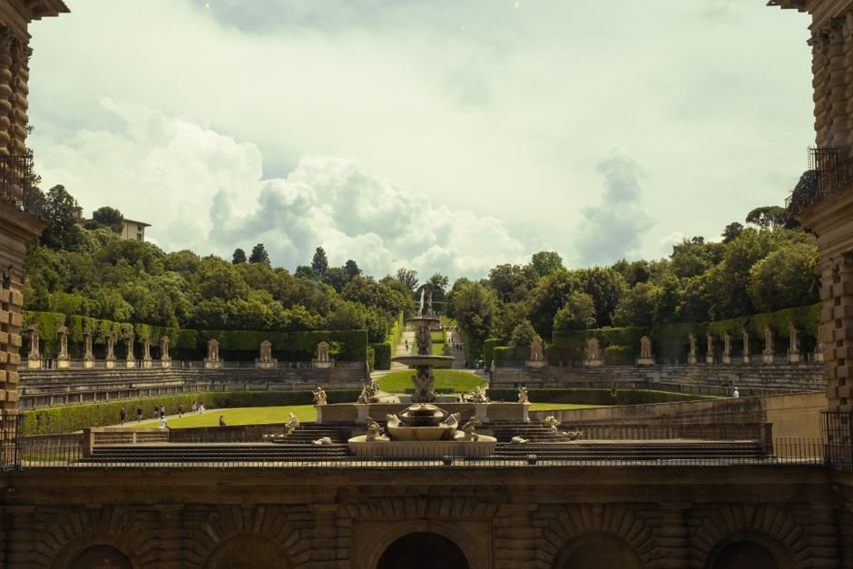 Photo d'un vrai jardin renaissance italien a colorier