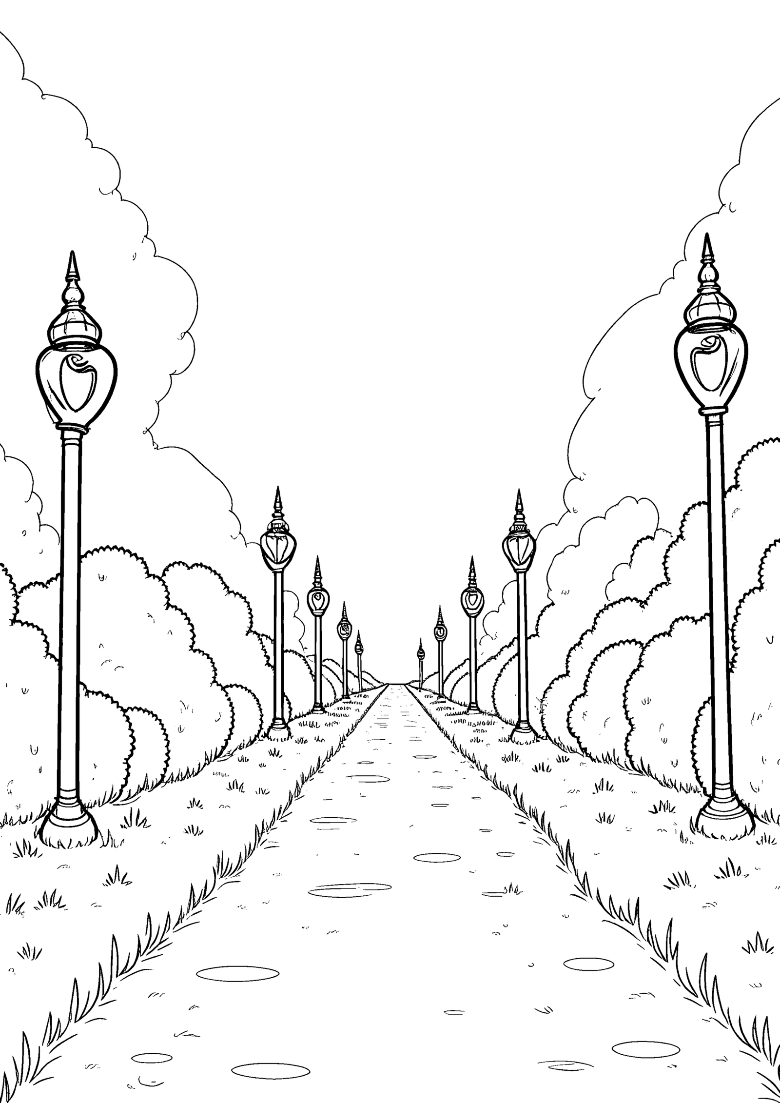 Coloriage Allée de cimetière à imprimer
