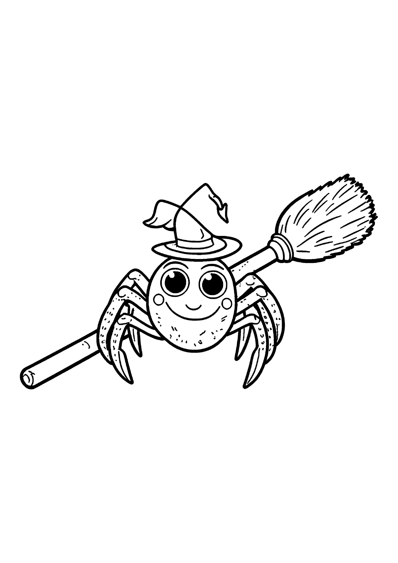 Coloriage Araignée avec chapeau de sorcière, variante 3