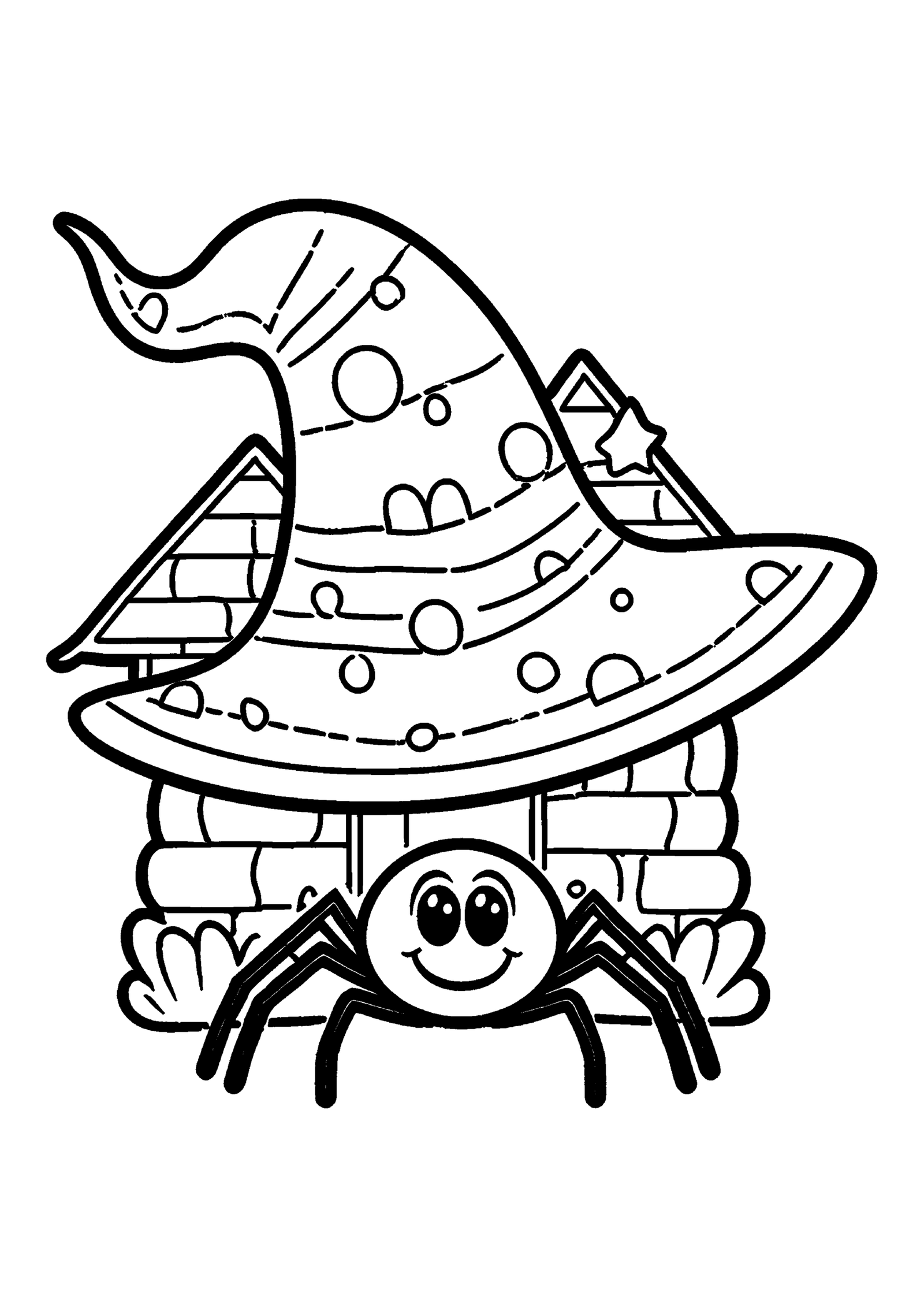 Coloriage Araignée devant maison hantée à imprimer