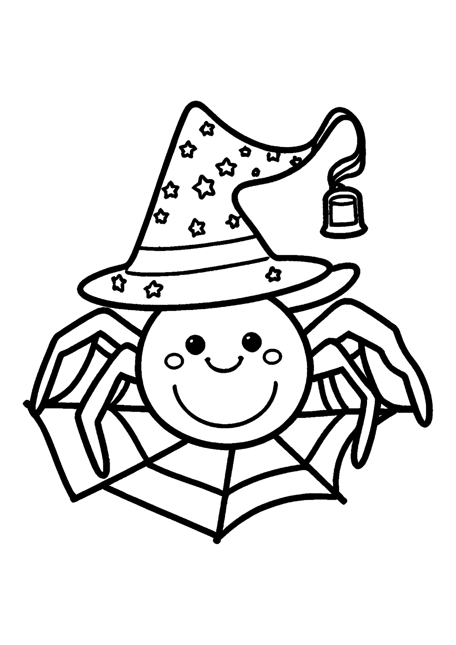 Coloriage Araignée sorcière avec lanterne à imprimer gratuitement