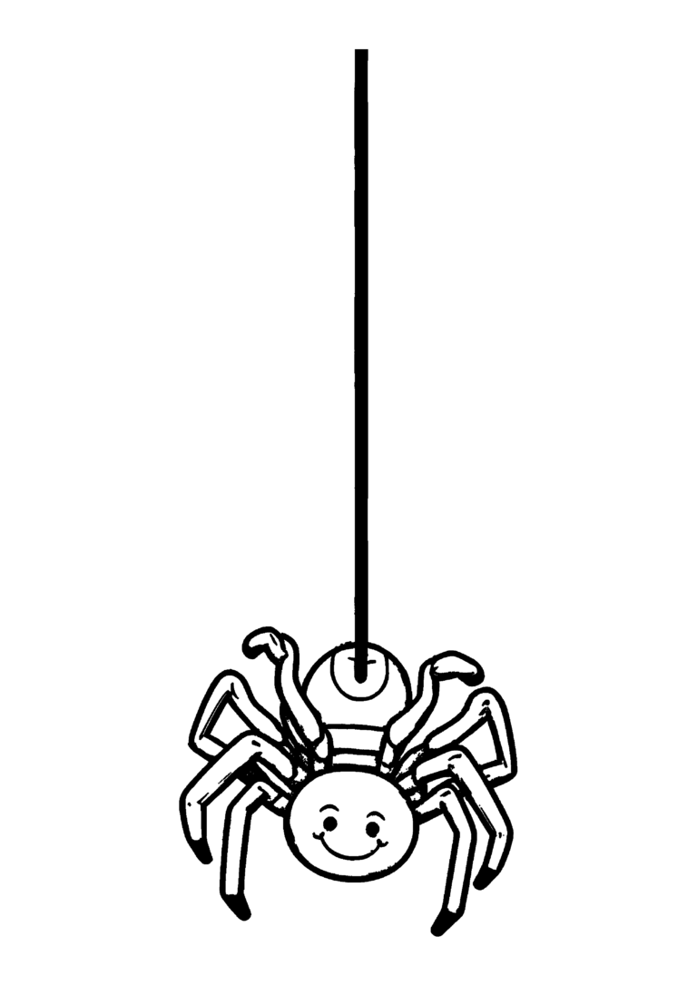 Coloriage Araignée souriante suspendue à imprimer gratuitement