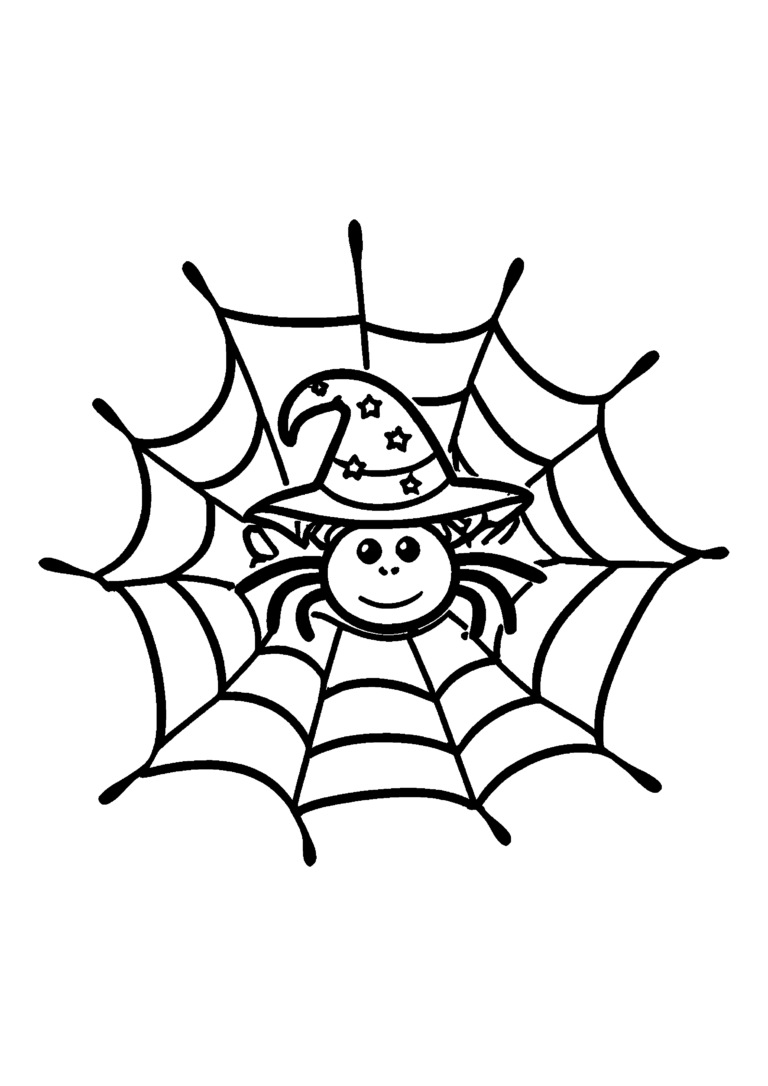Coloriage Araignée sur toile étoilée à imprimer gratuitement