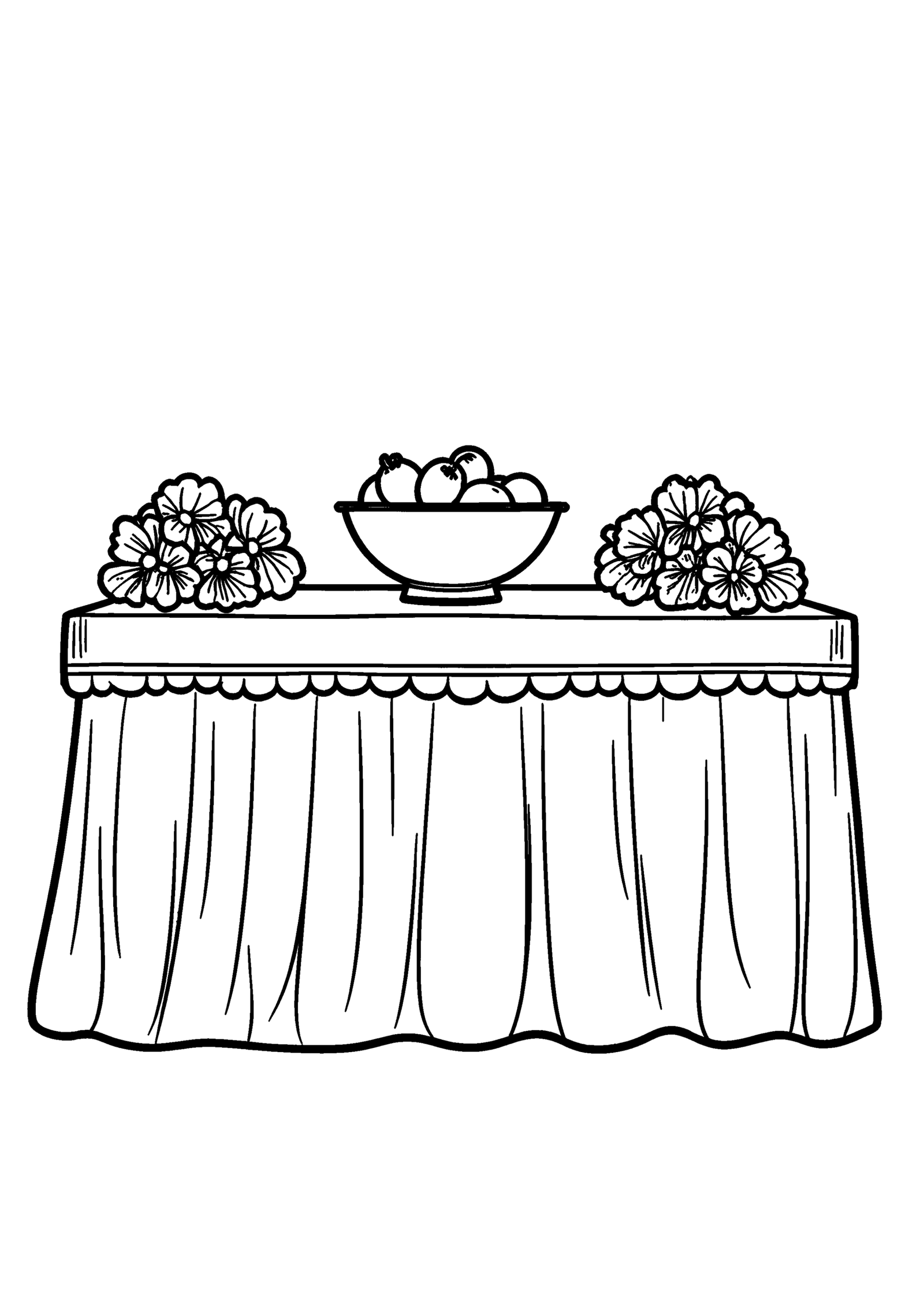 Coloriage Autel décoré avec fruits et fleurs en papier à imprimer