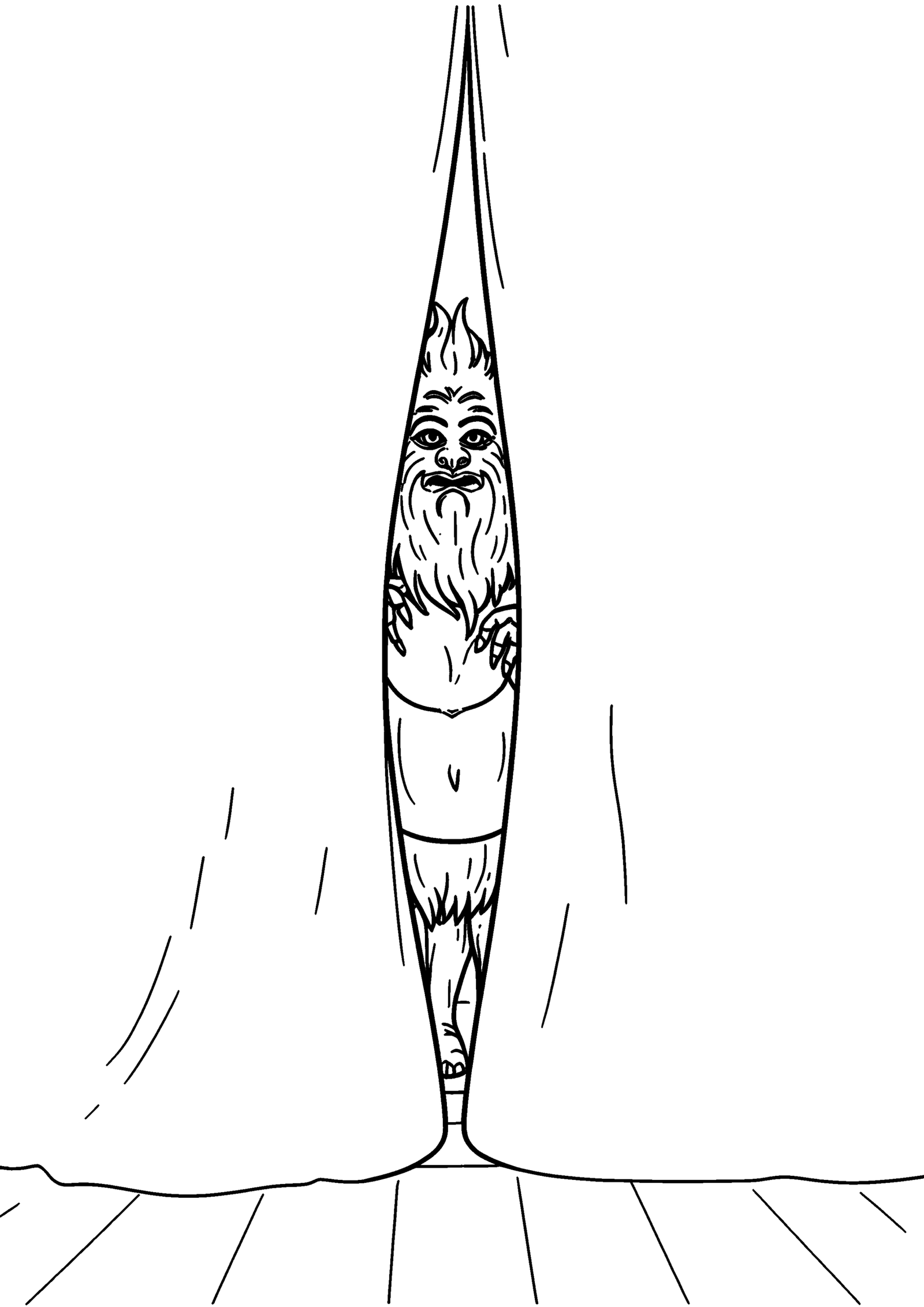 Coloriage Bête cachée derrière un rideau, variante 1