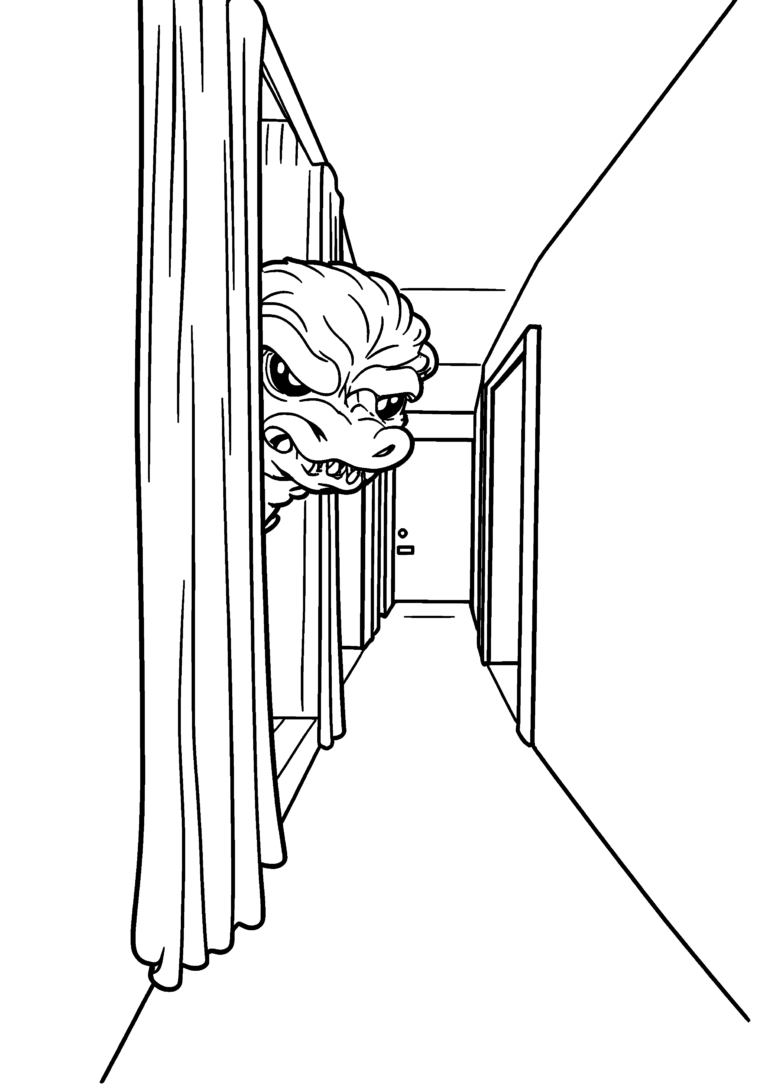 Coloriage Bête dans le couloir désert à imprimer gratuitement